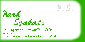 mark szakats business card